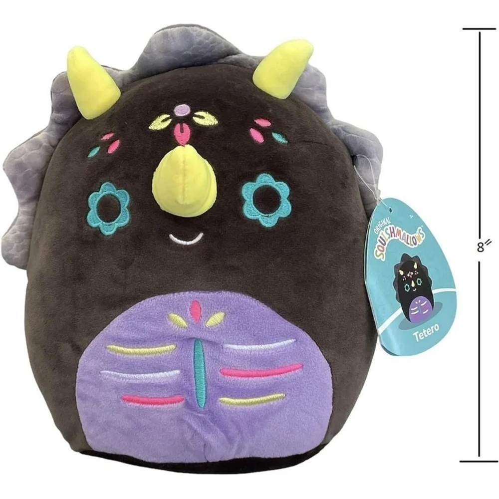 🇺🇸 Nwt Squishmallows 8" Day of the Dead Tetero the Tricerotops Plush 👻 Halloween